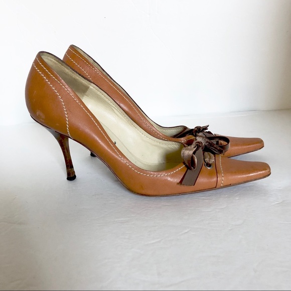 Prada Shoes - PRADA Brown Leather Heels SZ 36.5